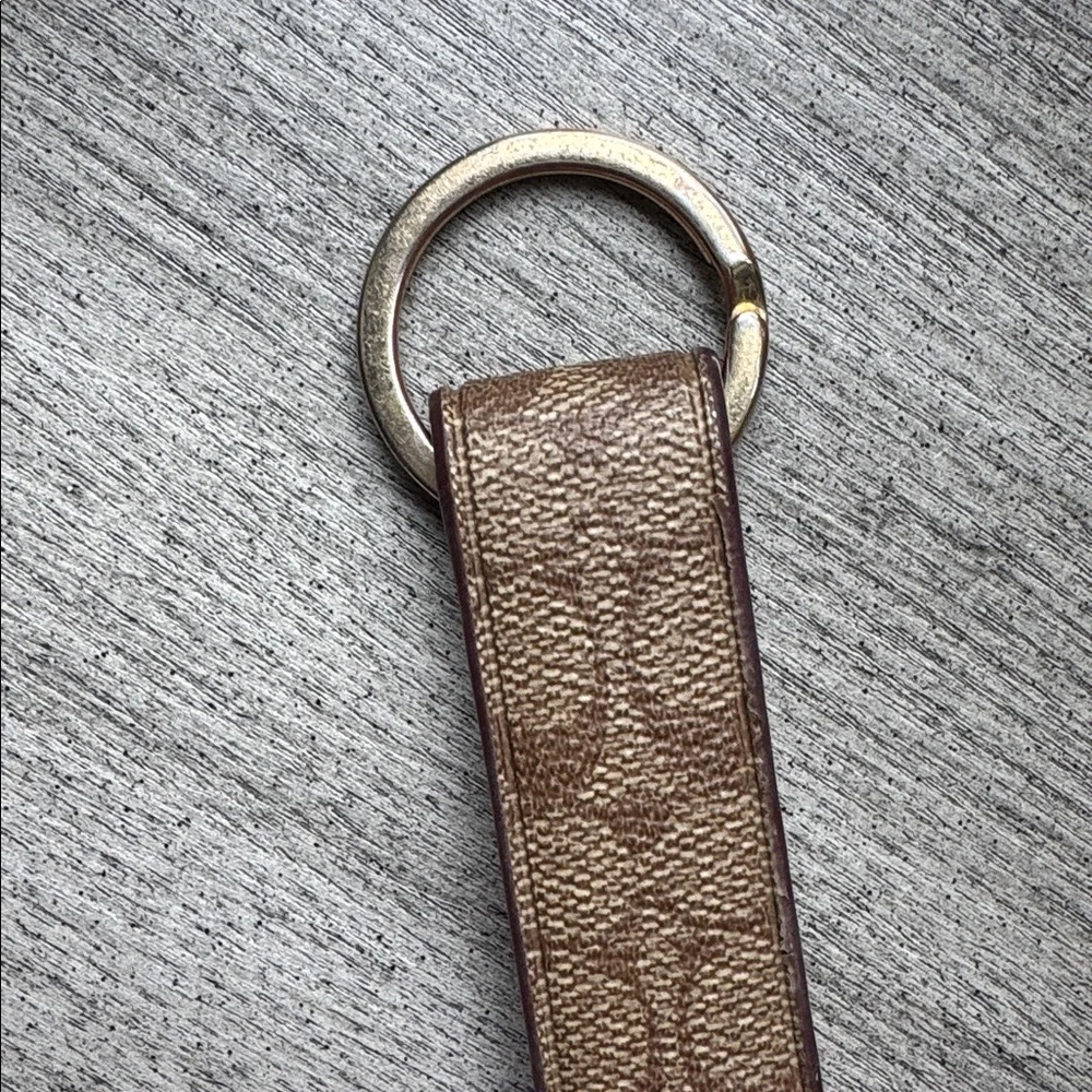 Coach Signature C Pink Striped Heart Charm Hang Tag Dogleash Snap Valet Keychain - Picture 8 of 8